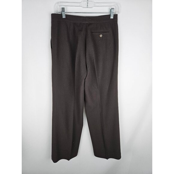 Anne Klein New York Wool Lined Pants 10P Brown Zip Front Professional - Picture 2 of 10